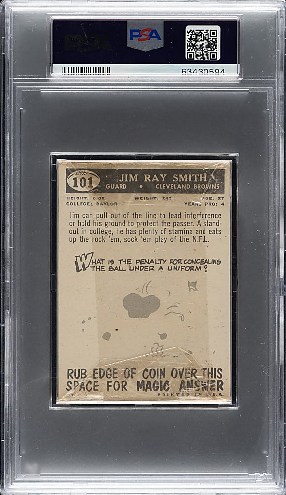 1959 Topps Football Unopened Cello Pack PSA NM 7