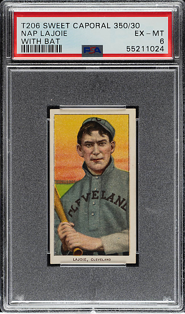 1909-1911 T206 White Border Nap Lajoie with Bat PSA EX-MT 6