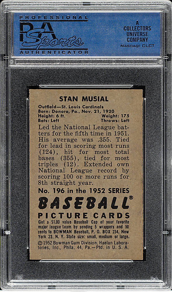 1952 Bowman #196 Stan Musial PSA NM 7