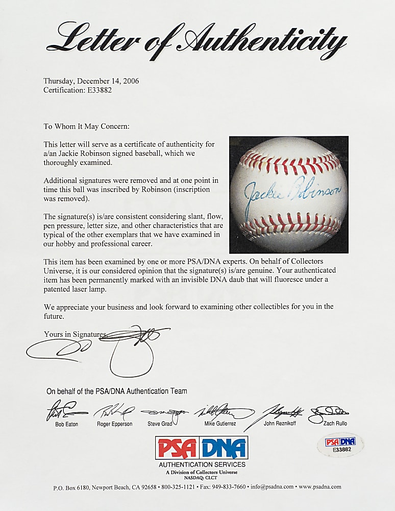 Jackie Robinson Signed Baseball - Displays as a Single - PSA/DNA