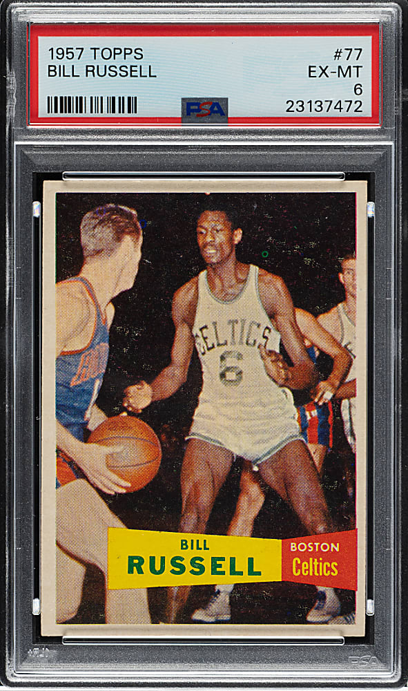 1957-1958 Topps Basketball #77 Bill Russell Rookie PSA EX-MT 6
