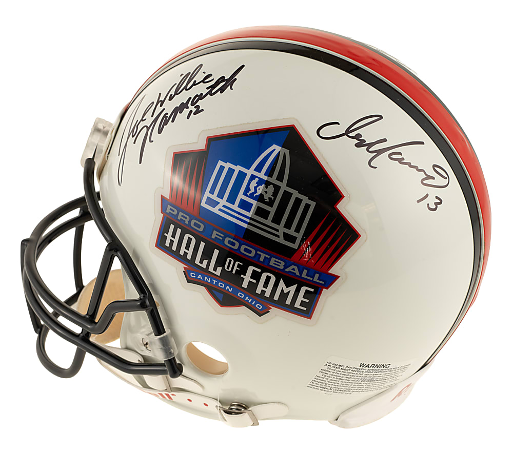 Pro Football Hall of Fame Multi-Signed Helmet with P. Manning, Namath, and Marino