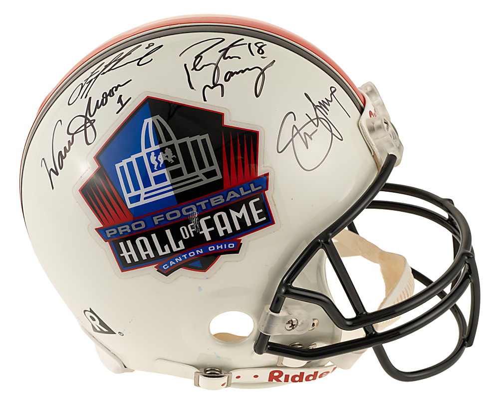 Pro Football Hall of Fame Multi-Signed Helmet with P. Manning, Namath, and Marino