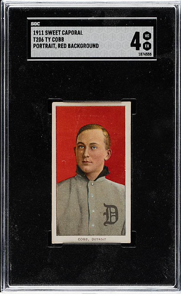 1909-1911 T206 White Border Ty Cobb Portrait Red Background SGC VG/EX 4