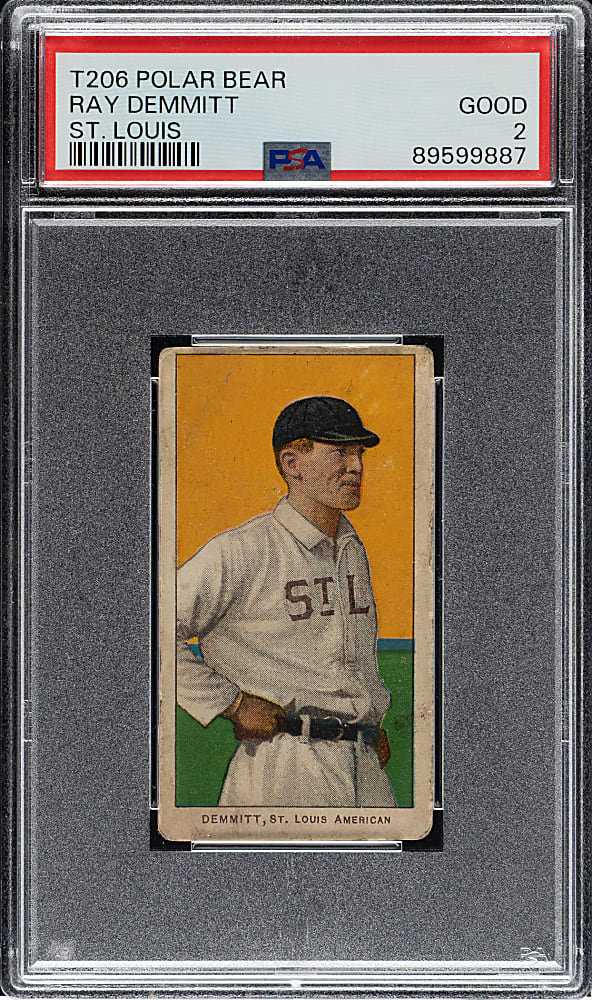 1909-1911 T206 White Border Ray Demmitt St. Louis Variation PSA GOOD 2