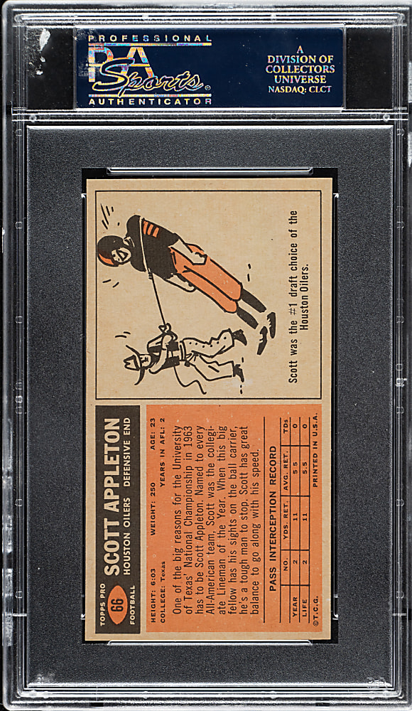 1965 Topps Football #66 Scott Appleton PSA MINT 9