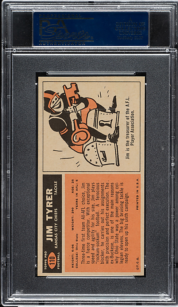 1965 Topps Football #110 Jim Tyrer PSA MINT 9 - Highest Graded!