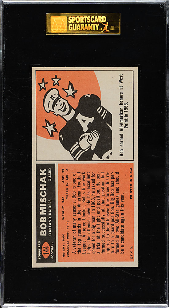 1965 Topps Football #144 Bob Mischak SGC MINT 96 - 1 of 1 - Highest Graded!