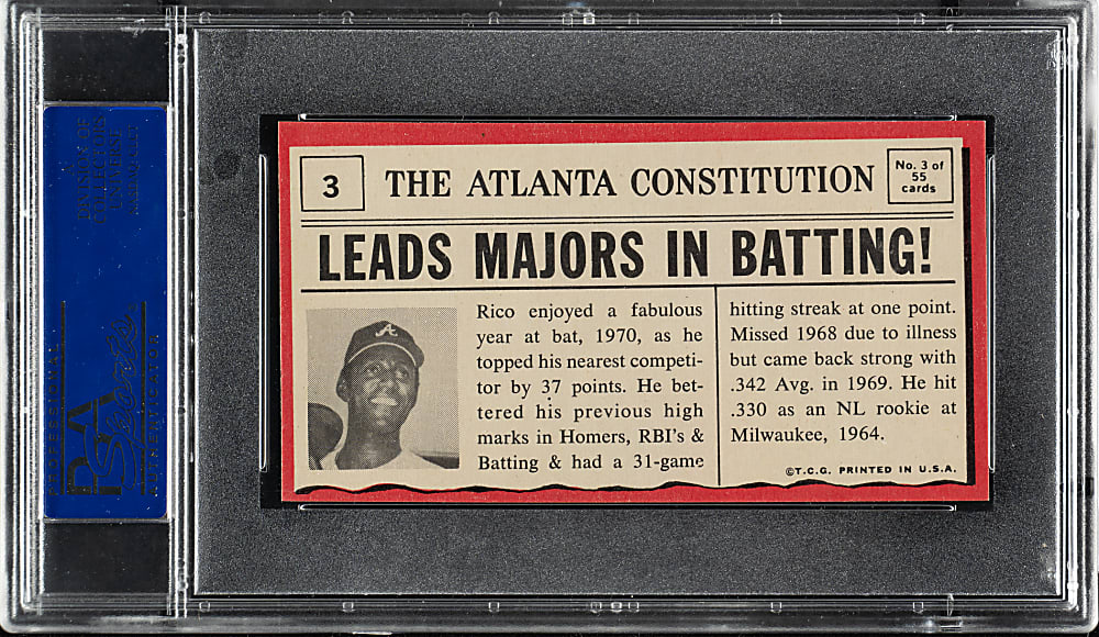 1971 Topps Greatest Moments #3 Rico Carty PSA NM-MT 8