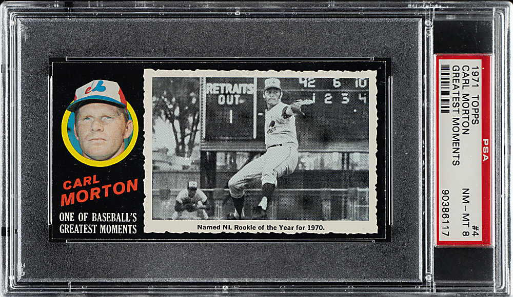 1971 Topps Greatest Moments #4 Carl Morton PSA NM-MT 8