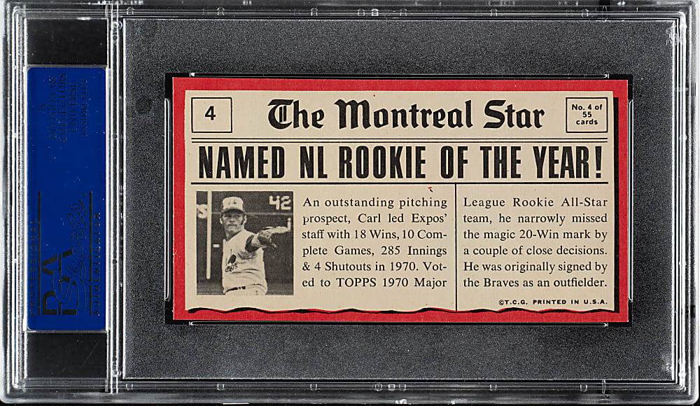 1971 Topps Greatest Moments #4 Carl Morton PSA NM-MT 8
