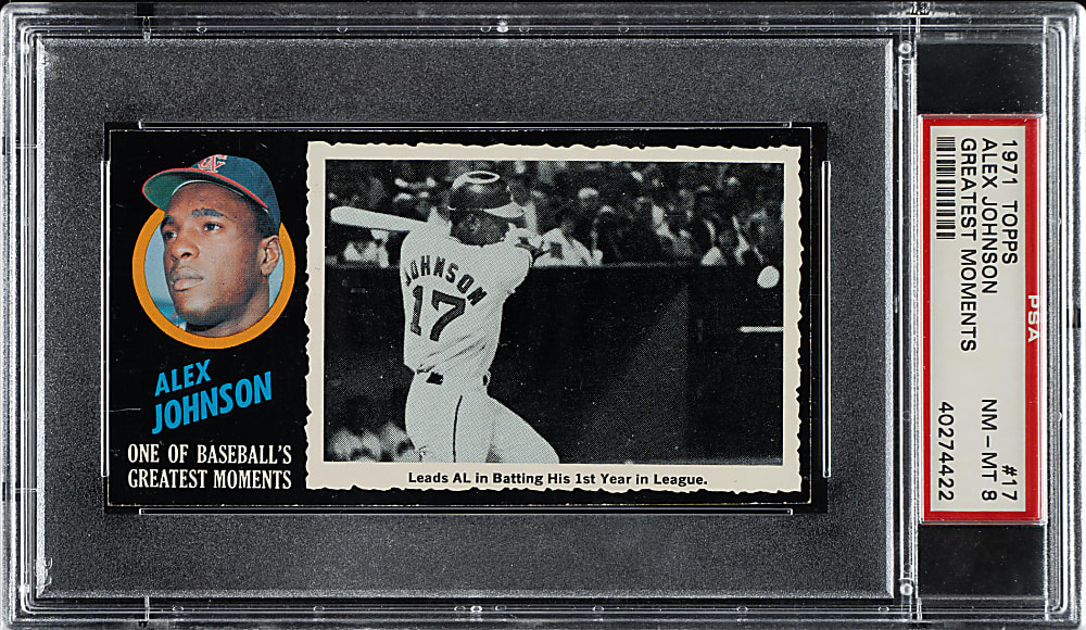 1971 Topps Greatest Moments #17 Alex Johnson PSA NM-MT 8