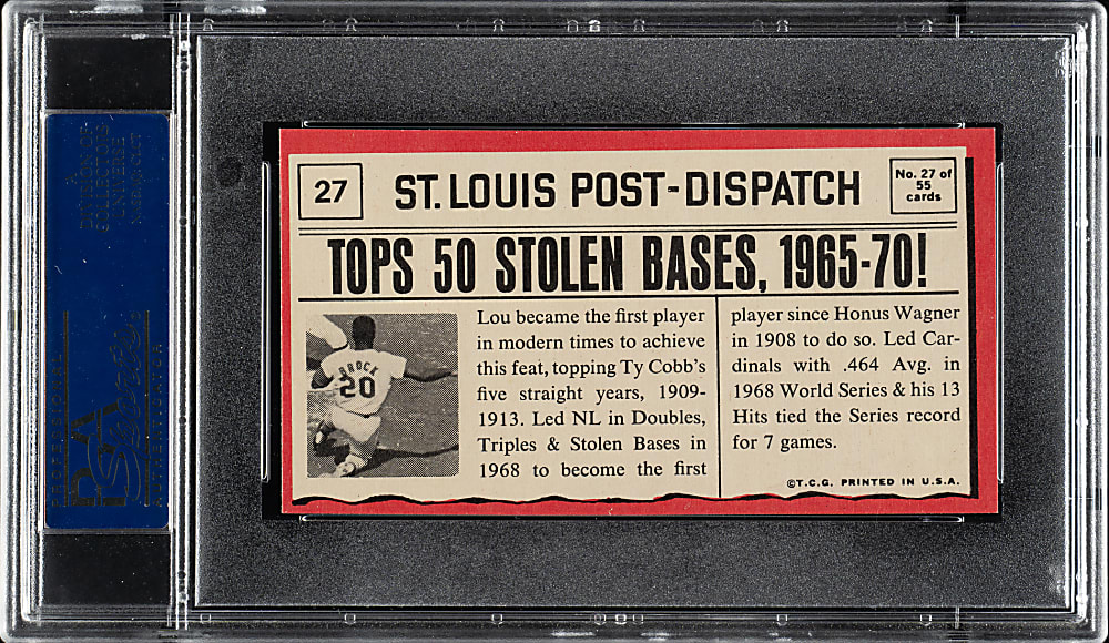 1971 Topps Greatest Moments #27 Lou Brock PSA NM 7