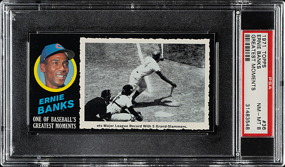 1971 Topps Greatest Moments #36 Ernie Banks PSA NM-MT 8