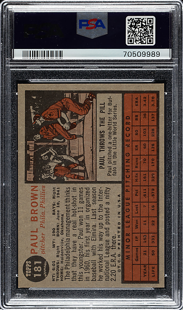 1962 Topps #181 Paul Brown Green Tint PSA GEM MINT 10 - 1 of 3
