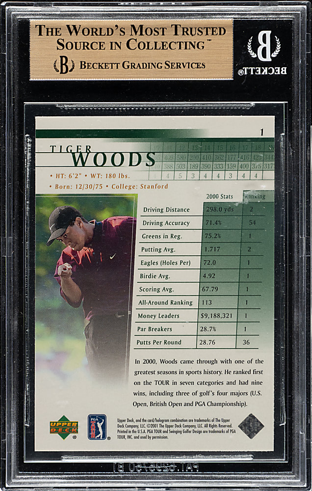 2001 Upper Deck Golf #1 Tiger Woods BGS PRISTINE 10