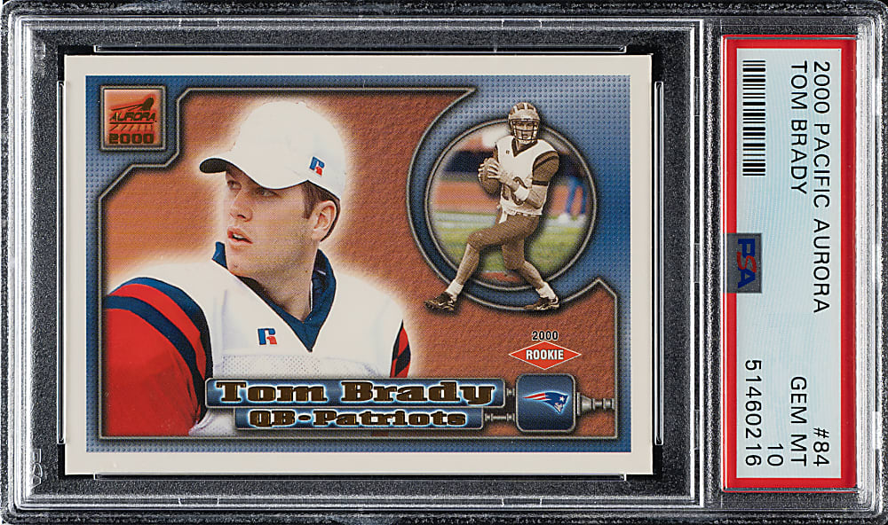 2000 Pacific Aurora Football #84 Tom Brady Rookie PSA GEM MINT 10