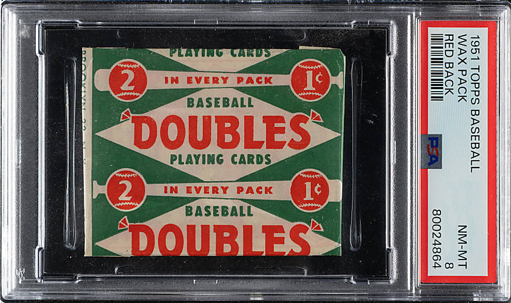 1951 Topps Red Backs Unopened One-Cent Wax Pack PSA NM-MT 8
