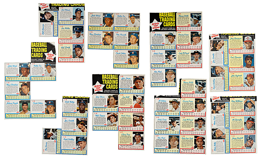 1962 Post Cereal Complete Uncut Panel Collection (13) Including Aaron, Berra, and Kaline