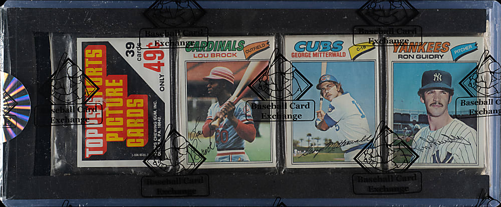 1977 Topps Unopened Rack Pack - Lou Brock on Top - BBCE