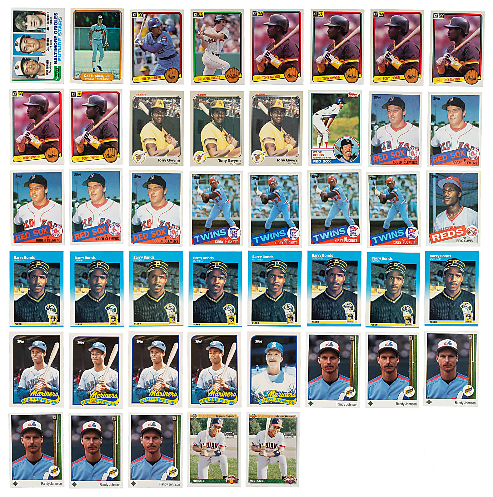 High-Grade 1982 to 1991 Topps, Fleer, Donruss, and Upper Deck Hall of Fame and Star Rookie Collection (62) Including Puckett, Gwynn, and Ripken