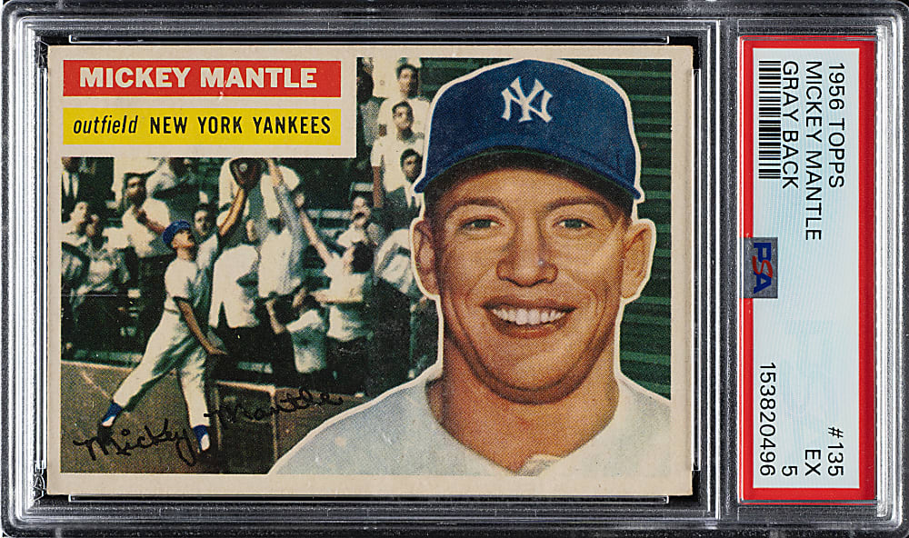 1956 Topps #135 Mickey Mantle Gray Back PSA EX 5