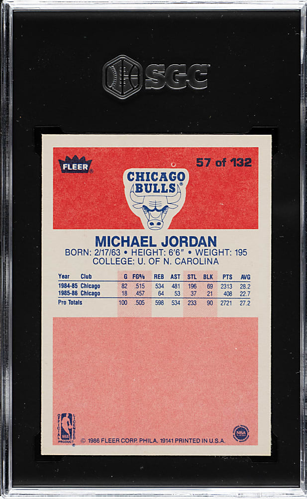 1986-1987 Fleer Basketball #57 Michael Jordan Rookie SGC EX/NM+ 6.5