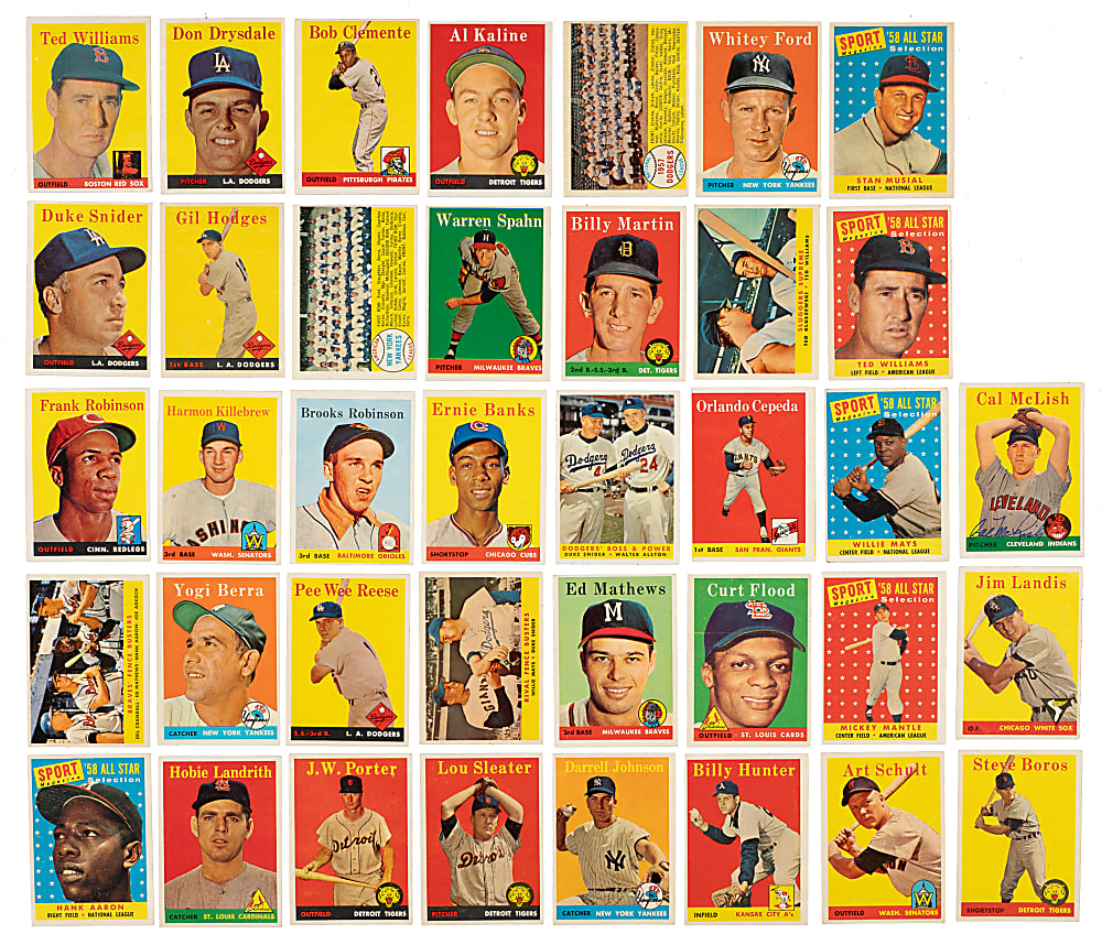 1958 Topps Complete Set (494) Plus Eight Yellow-Letter Variations