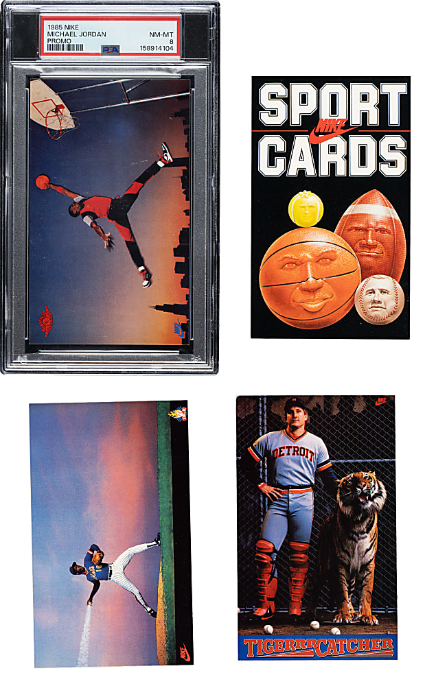 1985 Nike Promo "Sport Cards" Set (6) Including Michael Jordan Rookie Promo PSA NM-MT 8