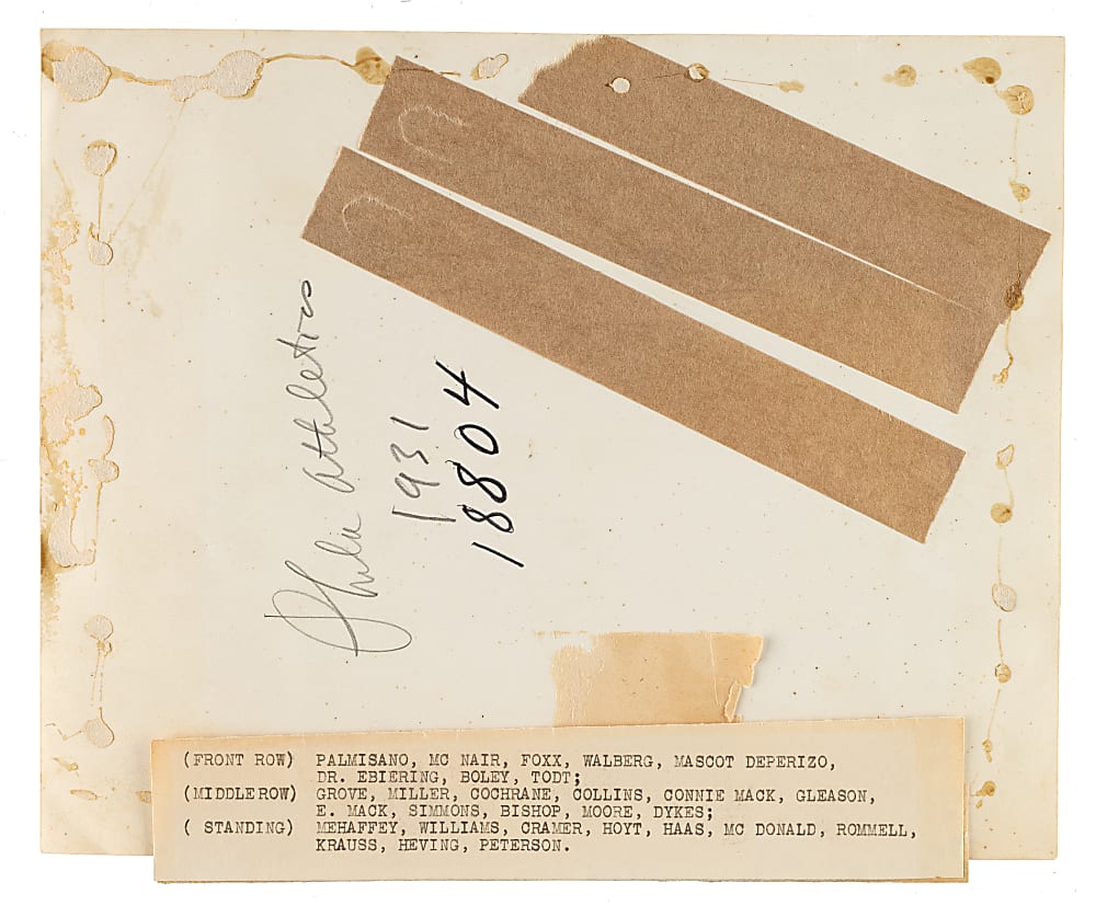 1931 American League Champion Philadelphia Athletics Original News Photograph PSA/DNA Type I