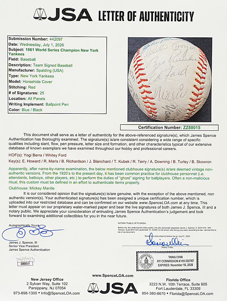 1961 New York Yankees World Champions Team-Signed Baseball with Roger Maris - JSA