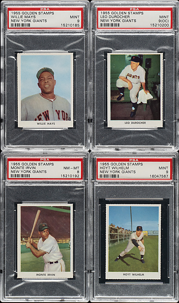 1955 Golden Stamps New York Giants PSA-Graded Complete Set (32) Including Willie Mays PSA MINT 9