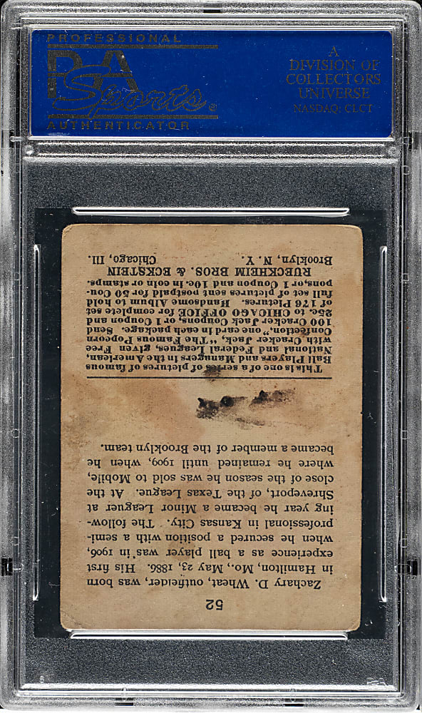 1915 E145 Cracker Jack #52 Zack Wheat PSA GOOD 2