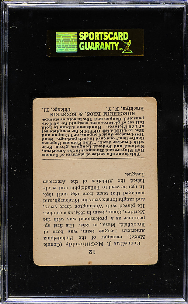 1915 E145 Cracker Jack #12 Connie Mack SGC VG 40