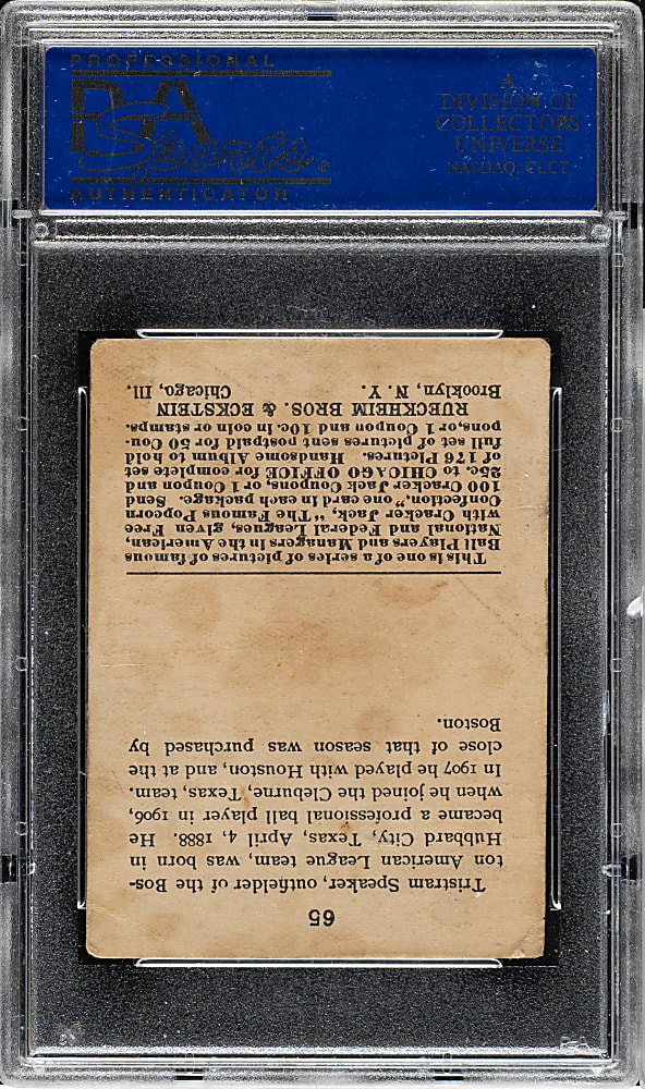 1915 E145 Cracker Jack #65 Tris Speaker PSA GOOD 2