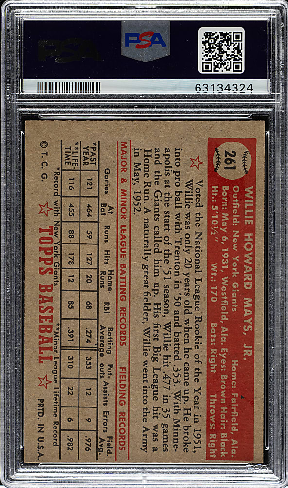 1952 Topps #261 Willie Mays PSA VG-EX+ 4.5
