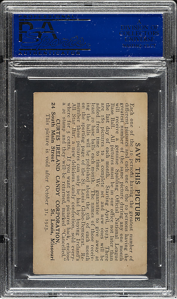 1923 E123 Curtis Ireland Kid Gleason PSA VG-EX 4 - The ONLY Graded Example!