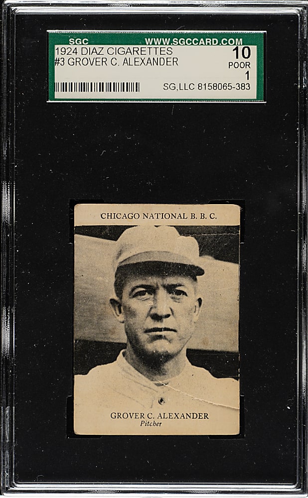1924 Diaz Cigarettes #3 Grover Alexander SGC POOR 10 - 1 of 1 - Highest Graded!