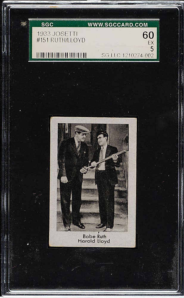 1931 Josetti Zigaretten Filmbilder #151 Babe Ruth and Harold Lloyd SGC EX 60
