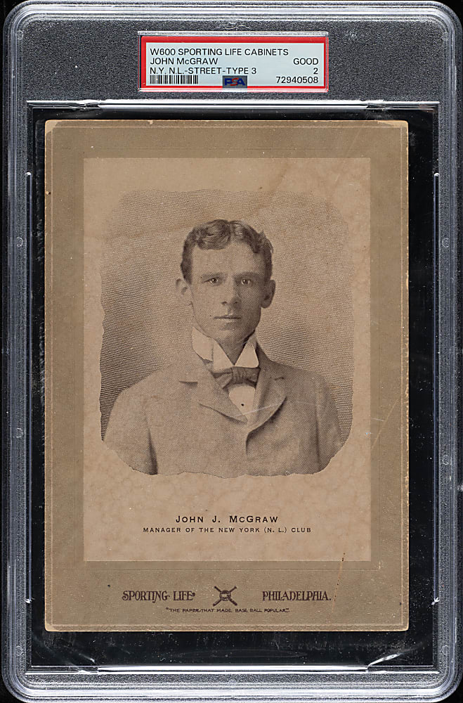 1902-1911 W600 Sporting Life Cabinet John McGraw New York PSA GOOD 2 - Type 3 Mount