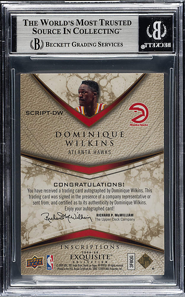 2008-2009 Upper Deck Exquisite Collection Inscriptions Basketball #DW Dominique Wilkins #6/25 BGS MINT 9