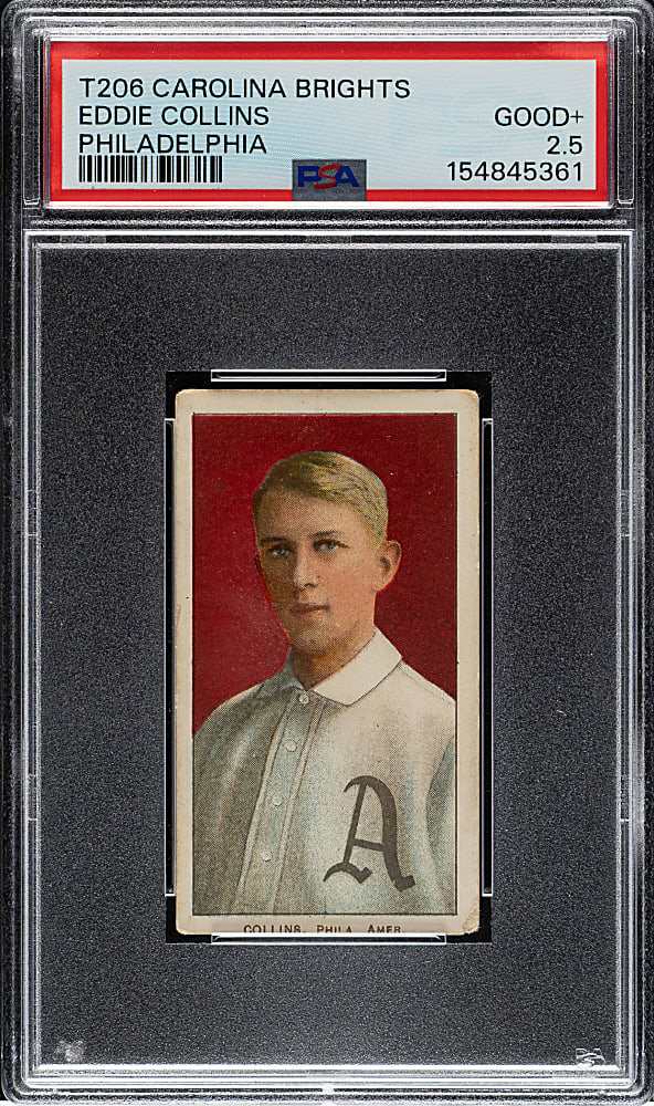 1909-1911 T206 White Border Eddie Collins PSA GOOD+ 2.5 - Carolina Brights Back