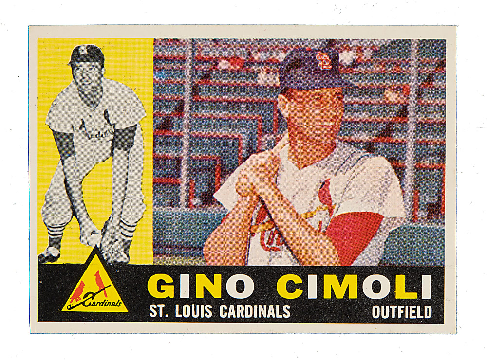 Extremely Rare 1960 Topps #58 Gino Cimoli Unissued Team Variation Proof