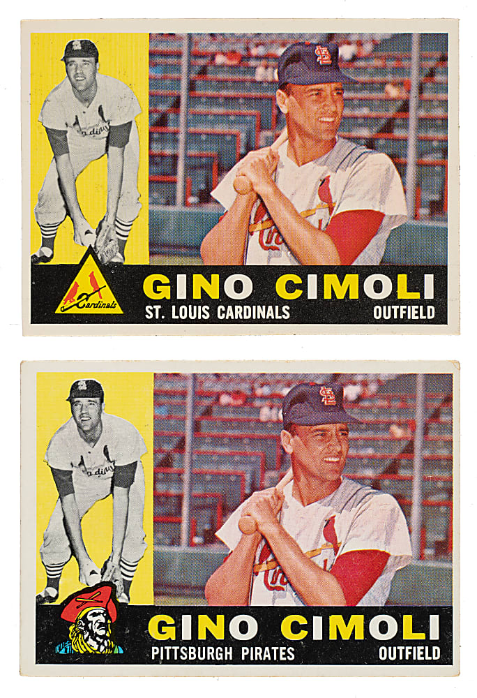 Extremely Rare 1960 Topps #58 Gino Cimoli Unissued Team Variation Proof