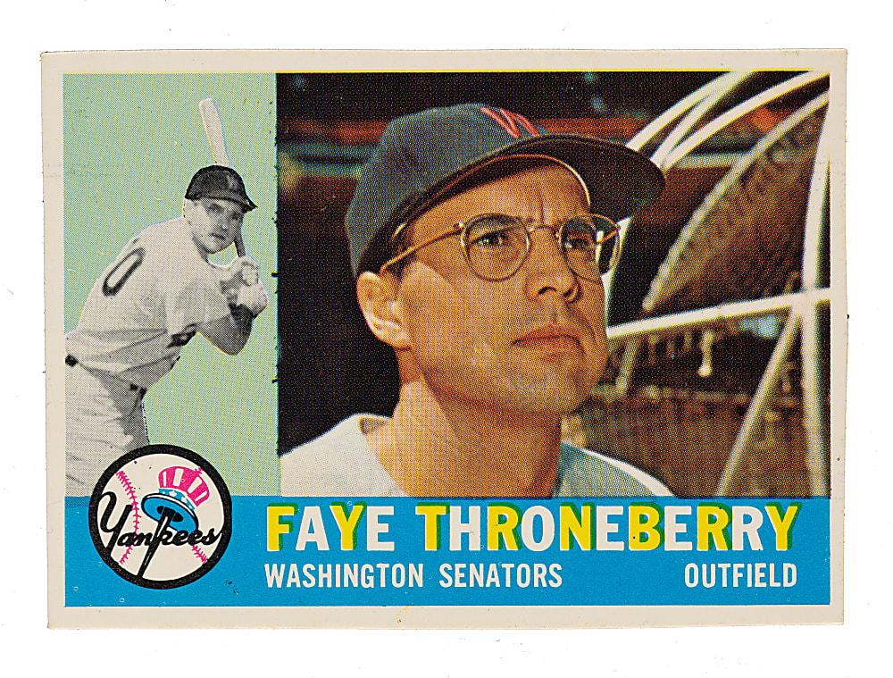Extremely Rare 1960 Topps #9 Faye Throneberry Unissued Team Variation Proof