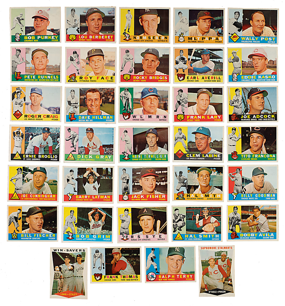 1960 Topps Collection (38) - Originated From Extremely Rare Variation Sheet