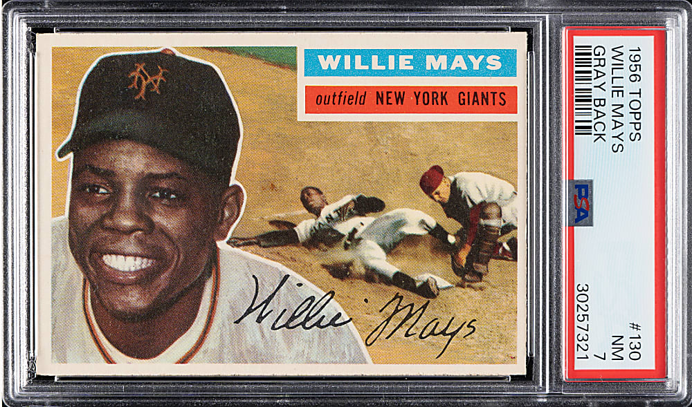1956 Topps #130 Willie Mays Gray Back PSA NM 7