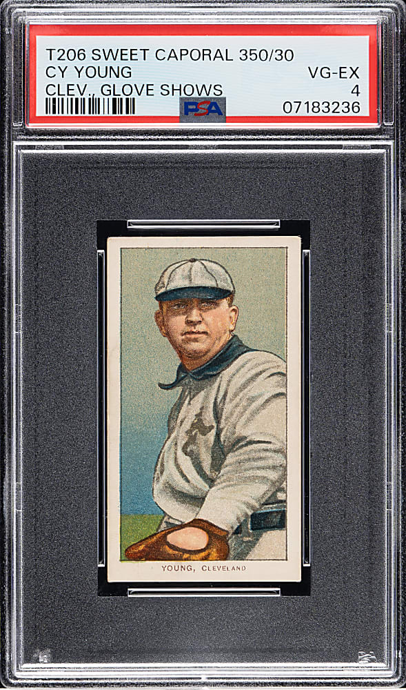1909-1911 T206 White Border Cy Young Glove Shows PSA VG-EX 4