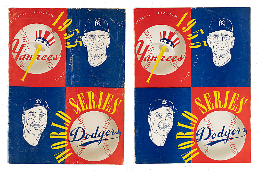 1955 Brooklyn Dodgers vs. New York Yankees World Series Program Game 2 and Game 6 Pair