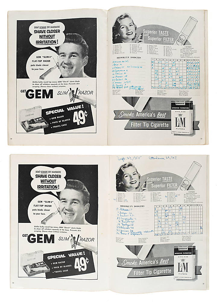 1955 Brooklyn Dodgers vs. New York Yankees World Series Program Game 2 and Game 6 Pair